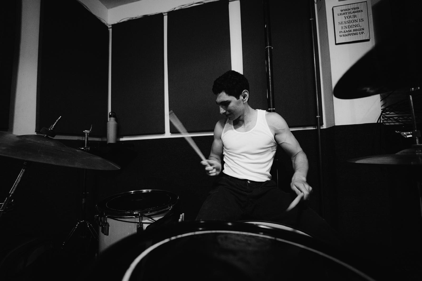 Playing drums
